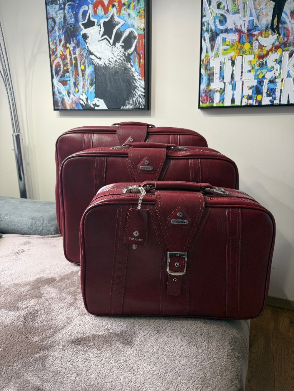 Vintage Classic Samsonite Carribea 100 Red Leather luggage set